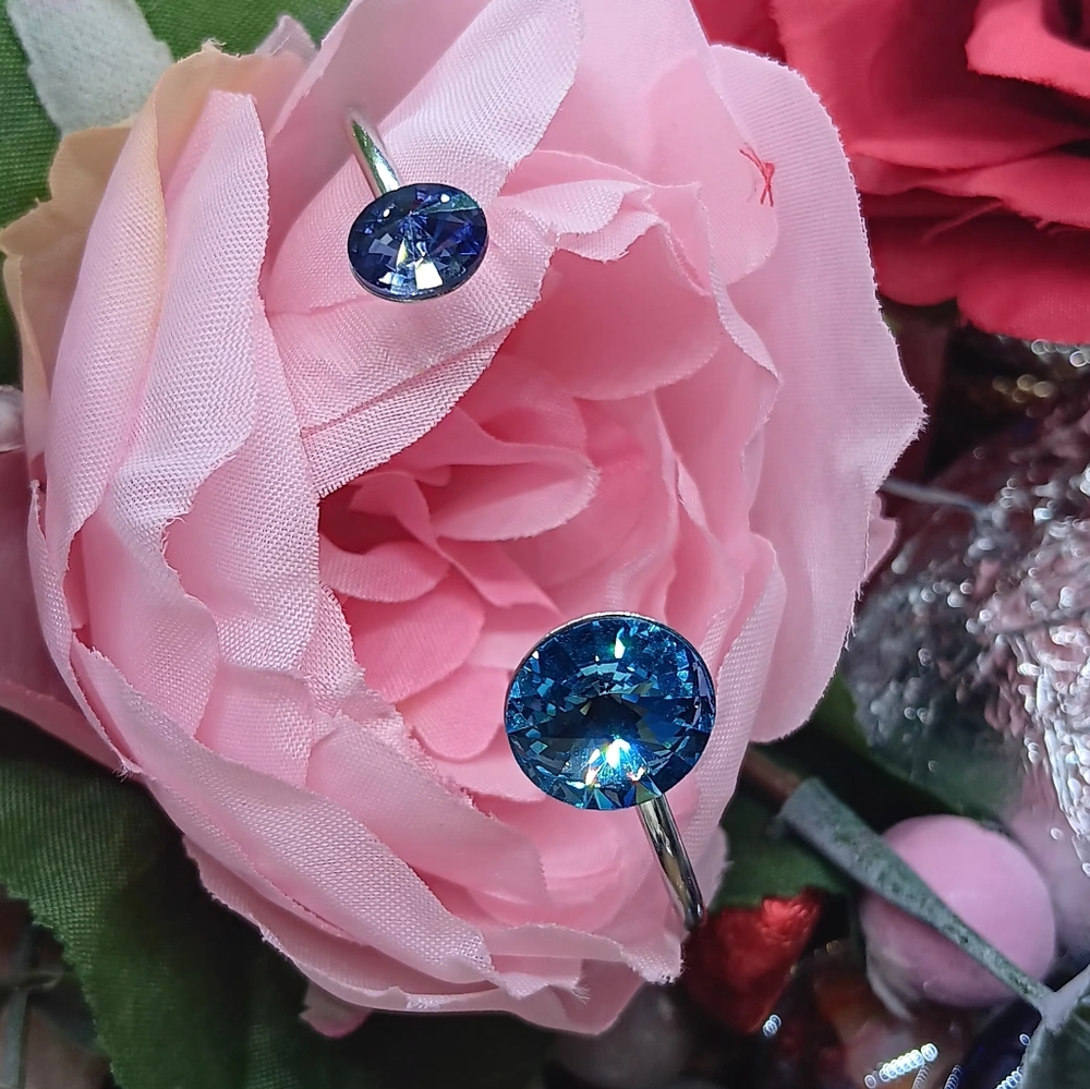 18kt White Gold Over Serene Bangle Embellished Blue And Purple Swarovski Crystal